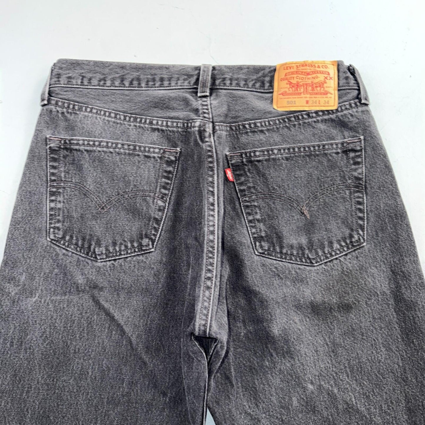 Levis 501 Vintage 90s USA XX Straight Leg Jeans Black Med Wash 34x34 Act 31x33