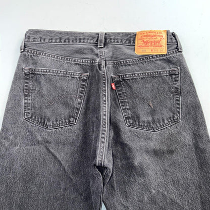 Levis 501 Vintage 90s USA XX Straight Leg Jeans Black Med Wash 34x34 Act 31x33