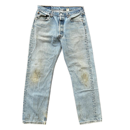 Levis 501 Vintage 90s Straight Leg XX Columbia Jeans 33x30 Light Wash Act 30x29