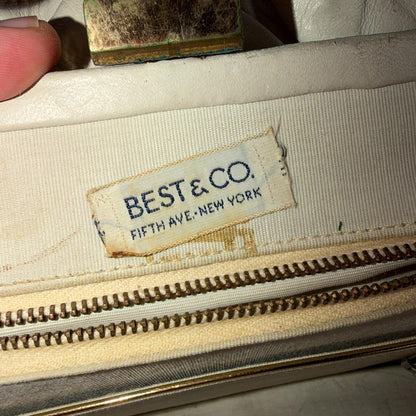 Vintage 1960s White Handbag Double Handle Clasp Closure by Best Co USA Made