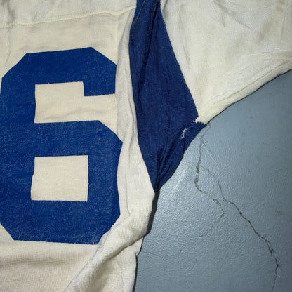 VTG Rawlings Football Jersey 26 White Blue USA Athletic T Shirt 1960s Rockabilly