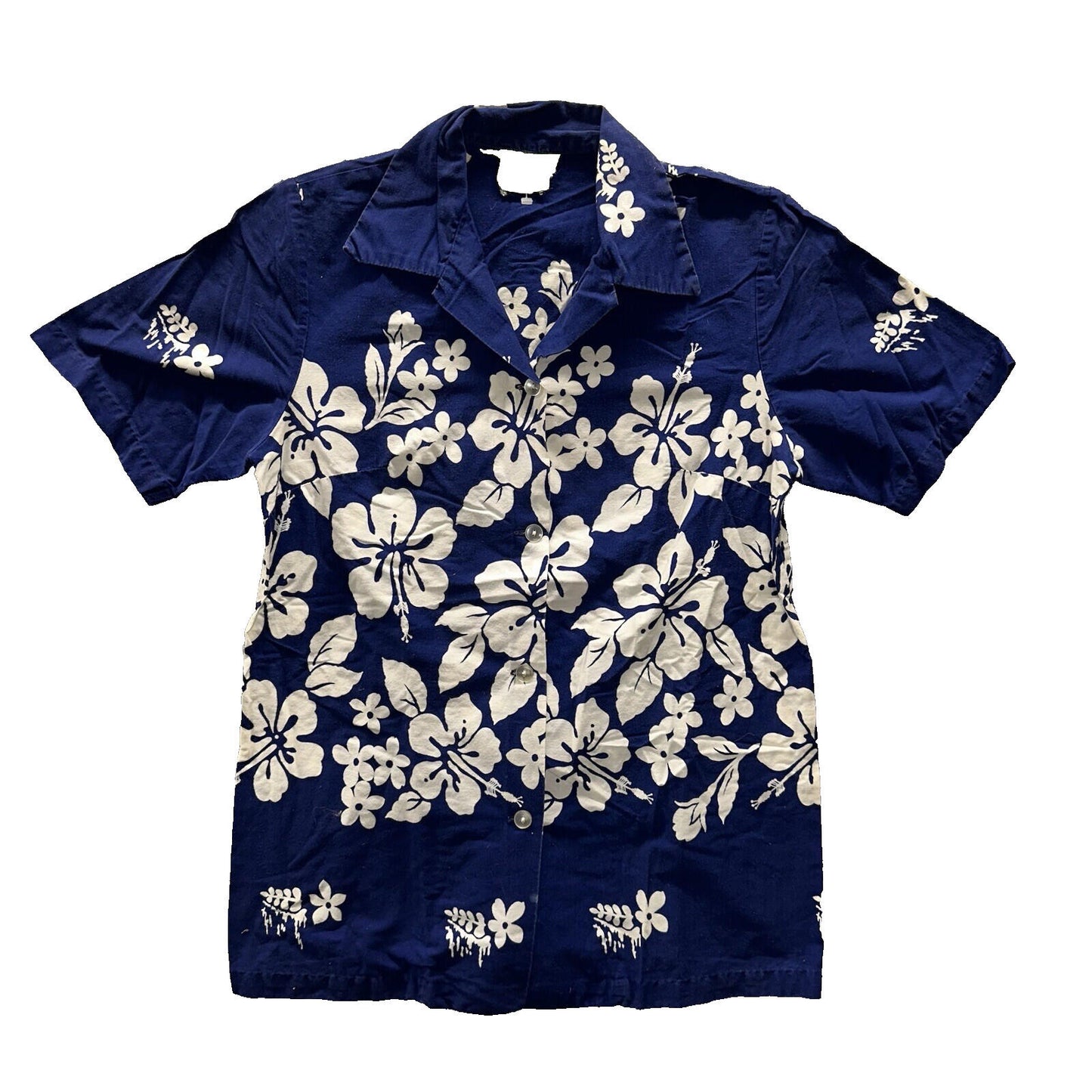Vintage 50s Hawaiian Aloha Print Shirt Rockabilly Honolulu 60s Button Ui Maikai