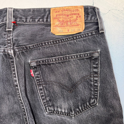 Levis 501 Vintage 90s USA XX Straight Leg Jeans Black Light Wash 34x34 Act 33x30