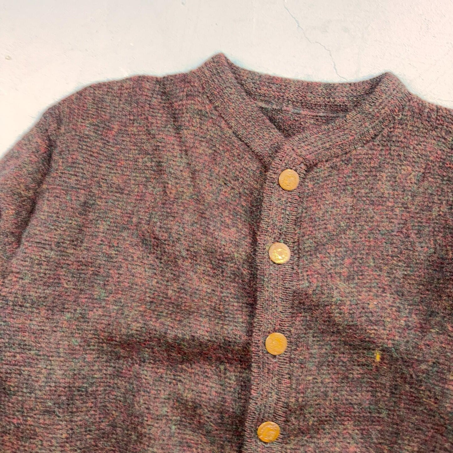 VTG 60s Kid Mohair Cardigan Sweater Medium Cobain Shaggy Wool Rockabilly 1960s