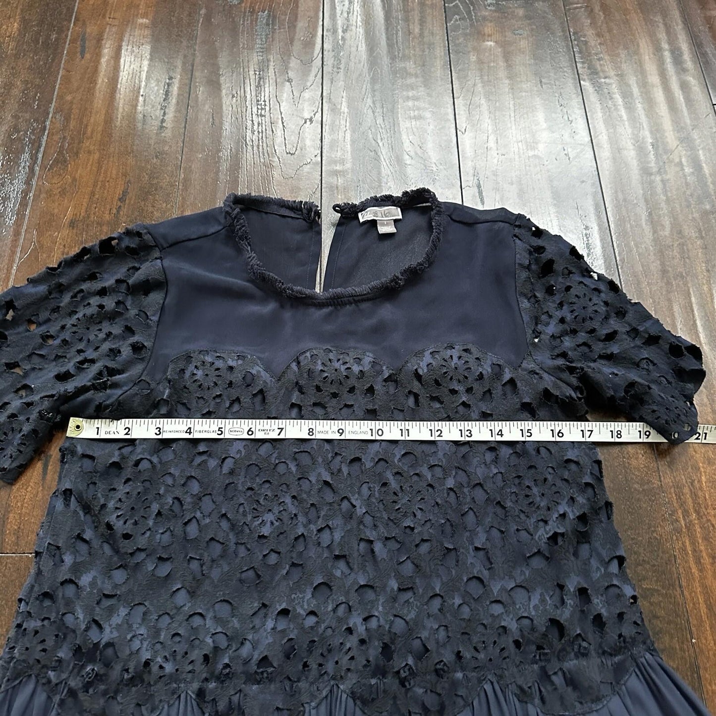 Chelsea28 Dress Womens S Navy Dot Flowy Long Sleeve Midi Cute Blue Vtg Style