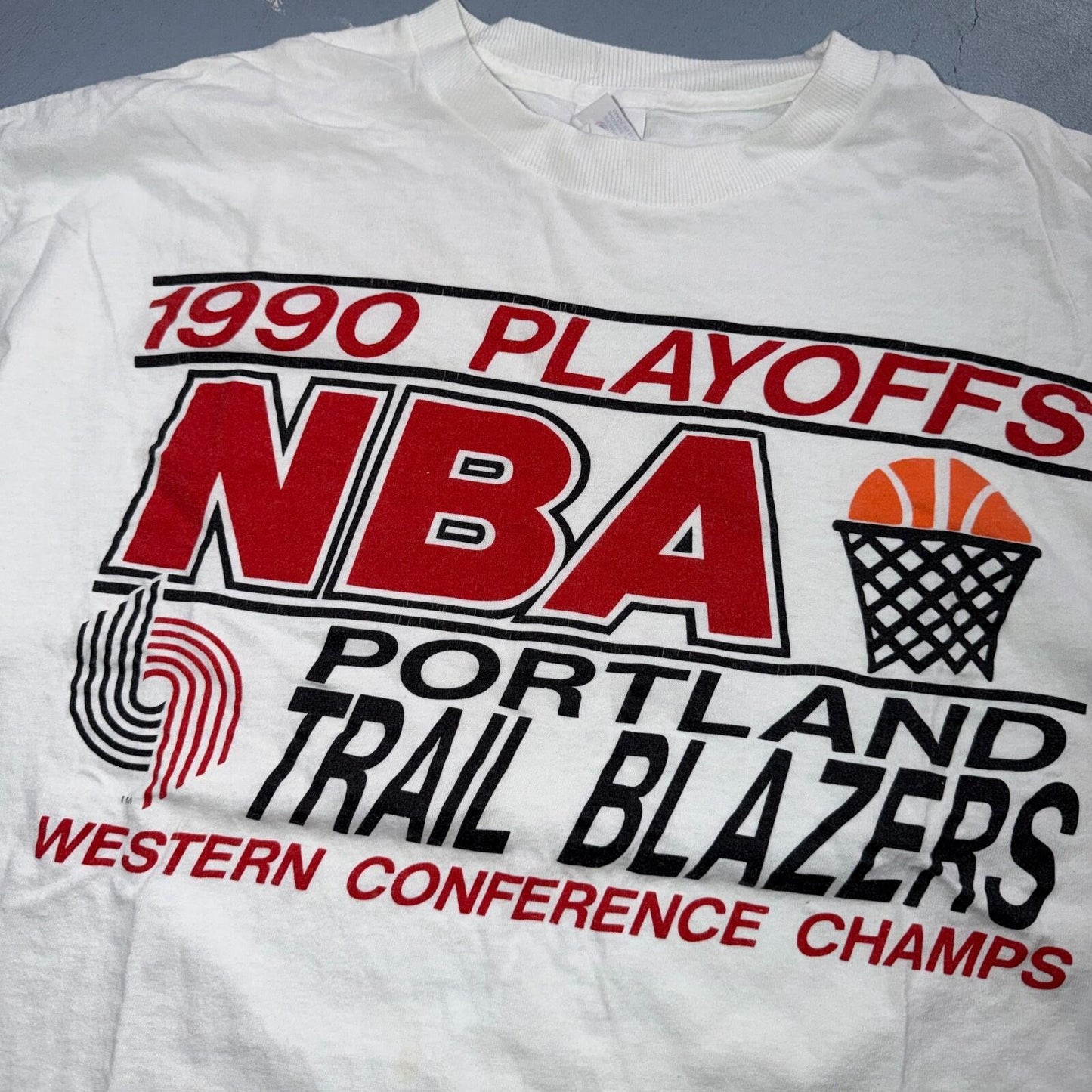 VTG 1990 NBA Portland Playoffs Trail Blazers Western Conference Champs TShirt L