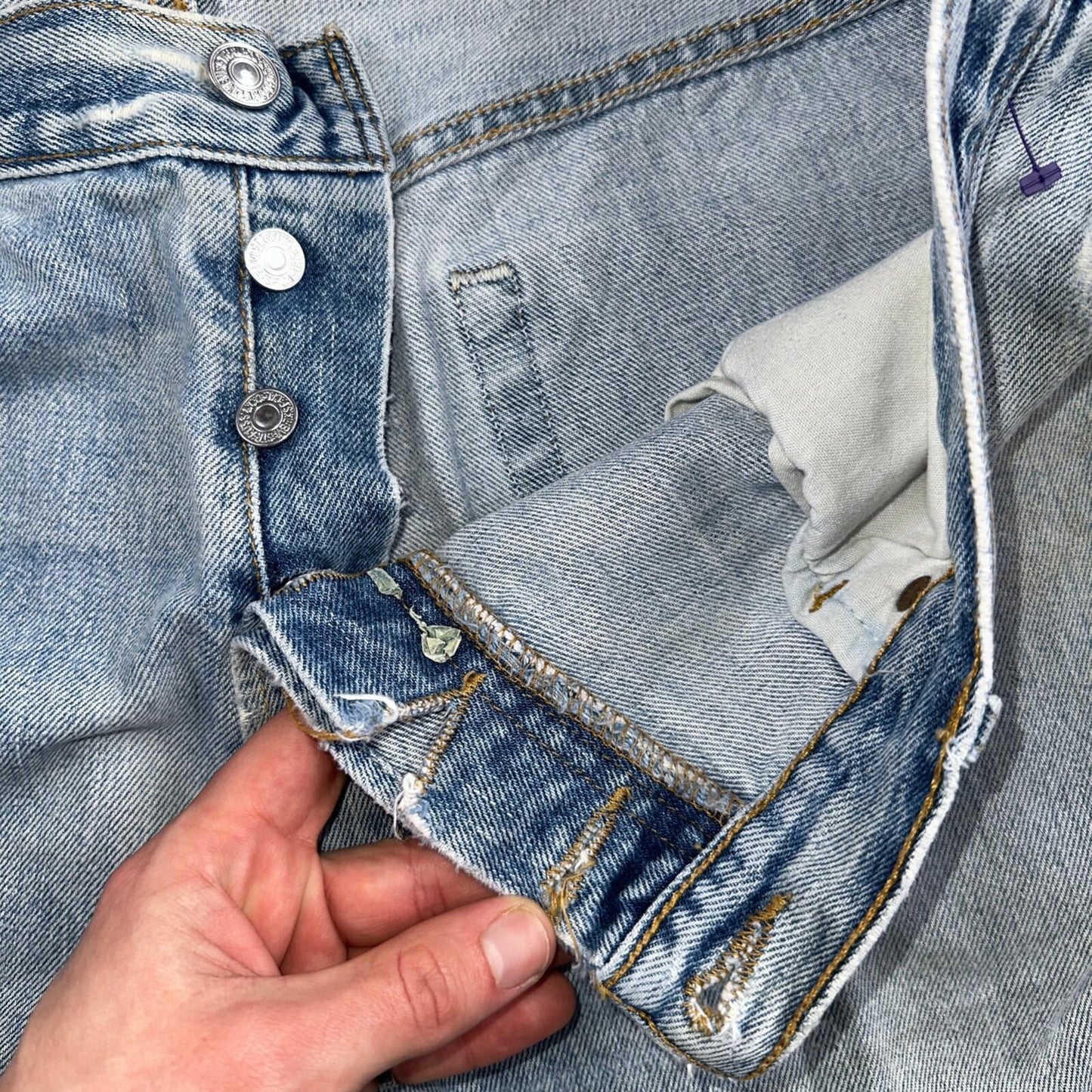 Levis 501 Vintage 90s Mexico Straight Leg Jeans 36x34 Y2K Light Wash Act 34x34