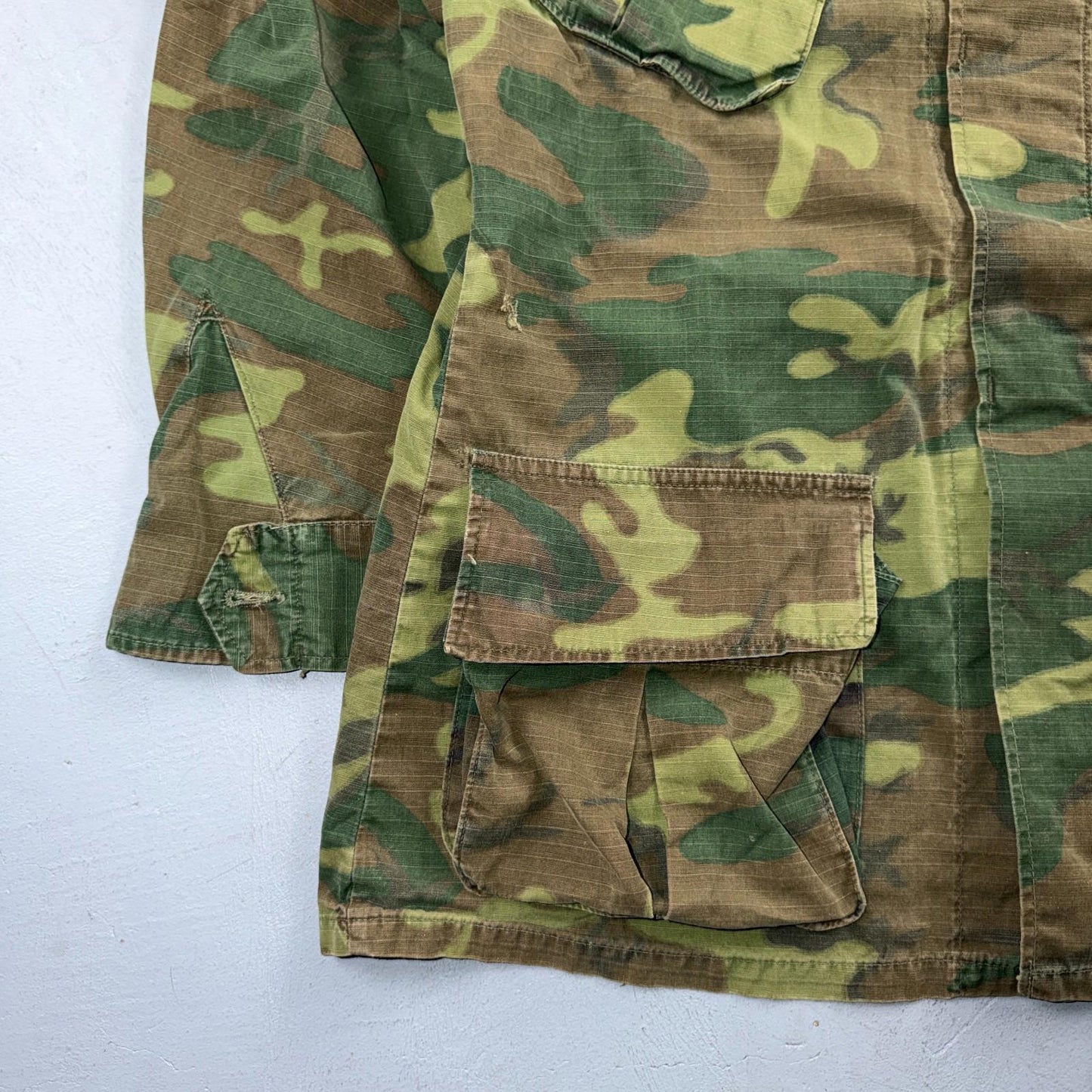60s Vietnam Fatigue Rip Stop ERDL Jungle Camo USMC Jacket Slant Pocket 1960s