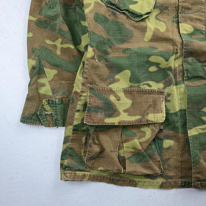 60s Vietnam Fatigue Rip Stop ERDL Jungle Camo USMC Jacket Slant Pocket 1960s