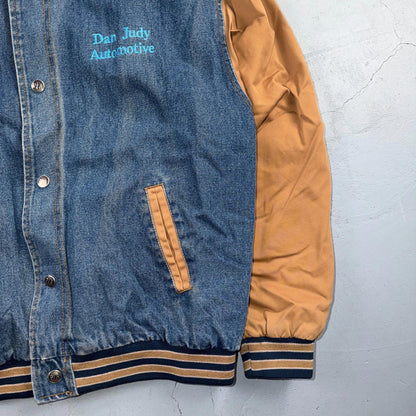 Summer Nights 2007 Vintage Denim Varsity Jacket Y2K Dan Judy Salem Auto Club