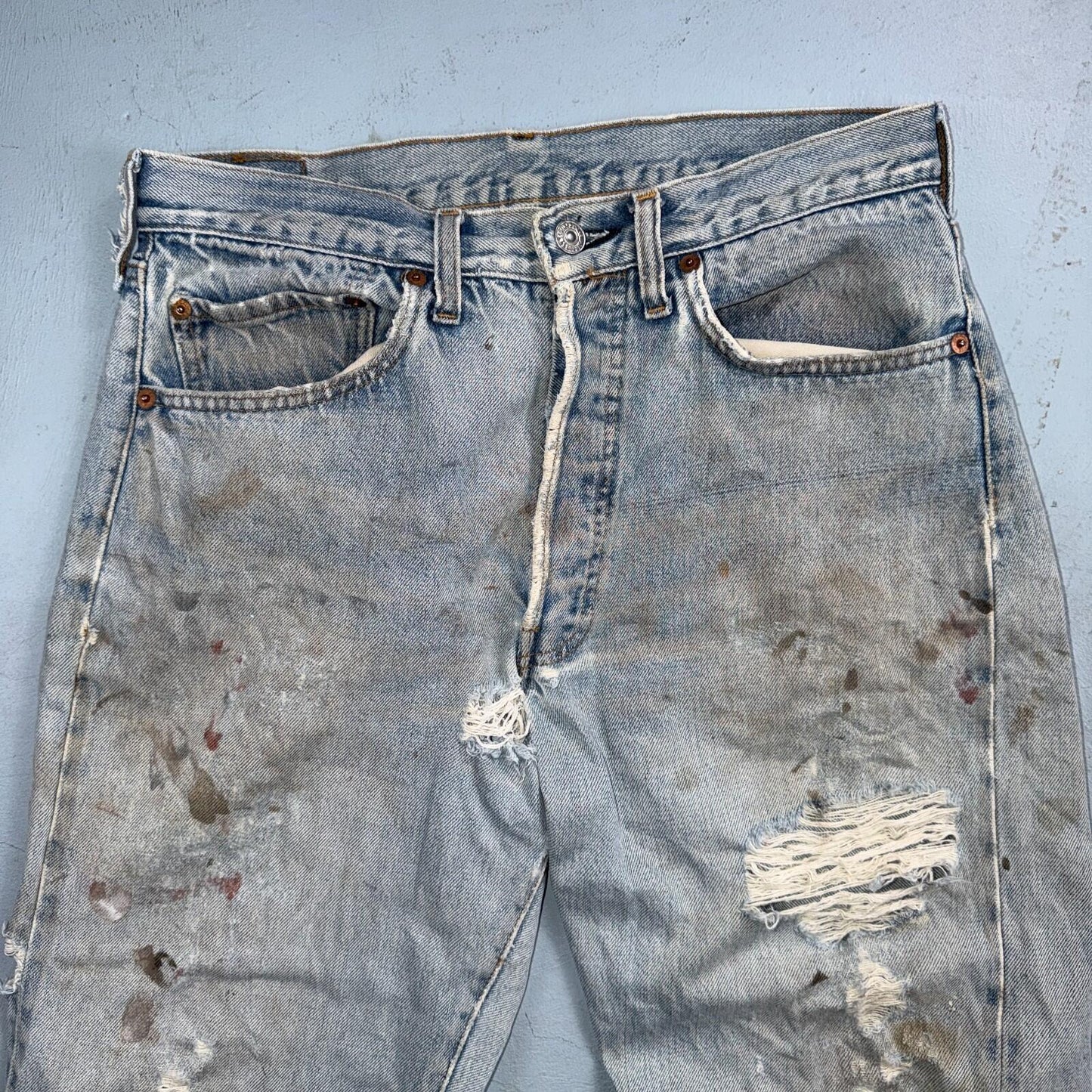 Levis 501 Vintage 80s Redline Selvedge USA XX Jeans Thrashed 32x36 Act 30x32