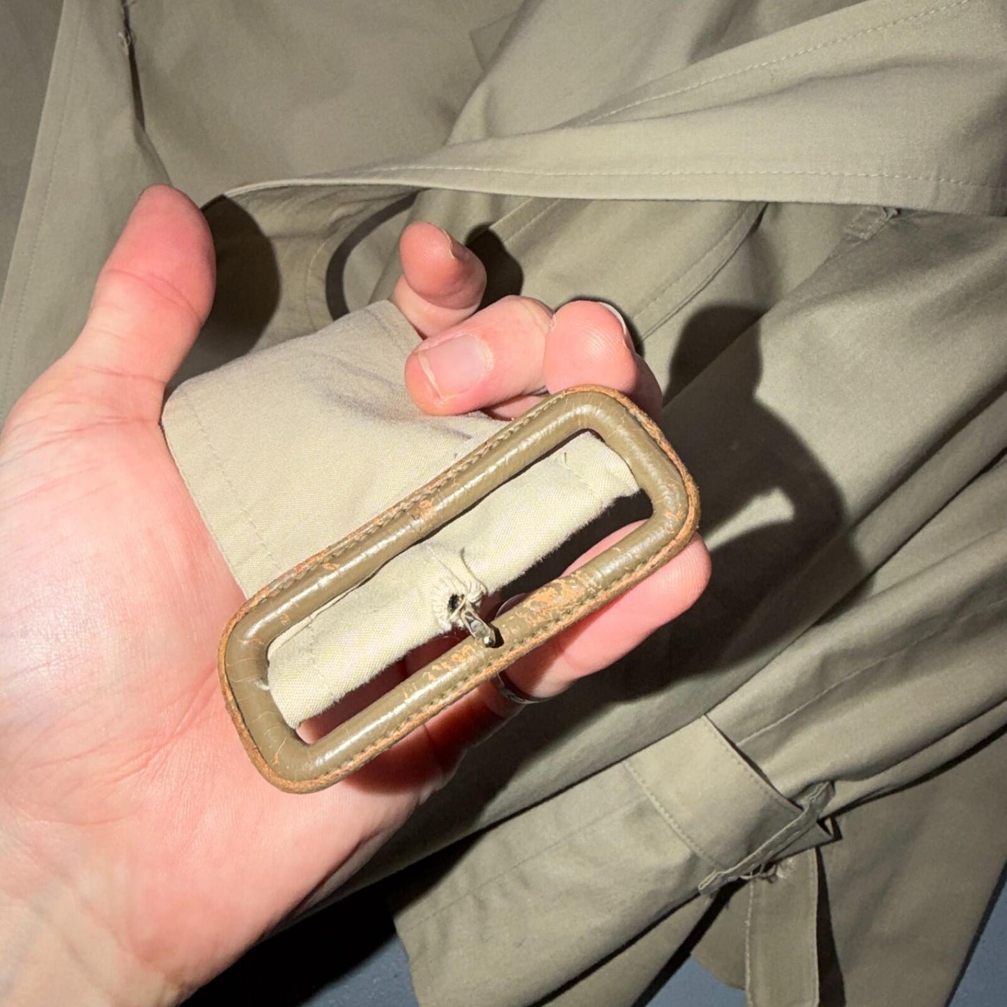 Burberry Trench Coat VTG Mens 46 Beige Check Collar Made in England Classic Belt
