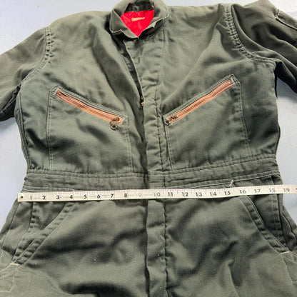 VTG 60s Wrangler Big Ben Work Coveralls Mens M Long Green Jumpsuit Zip Utility