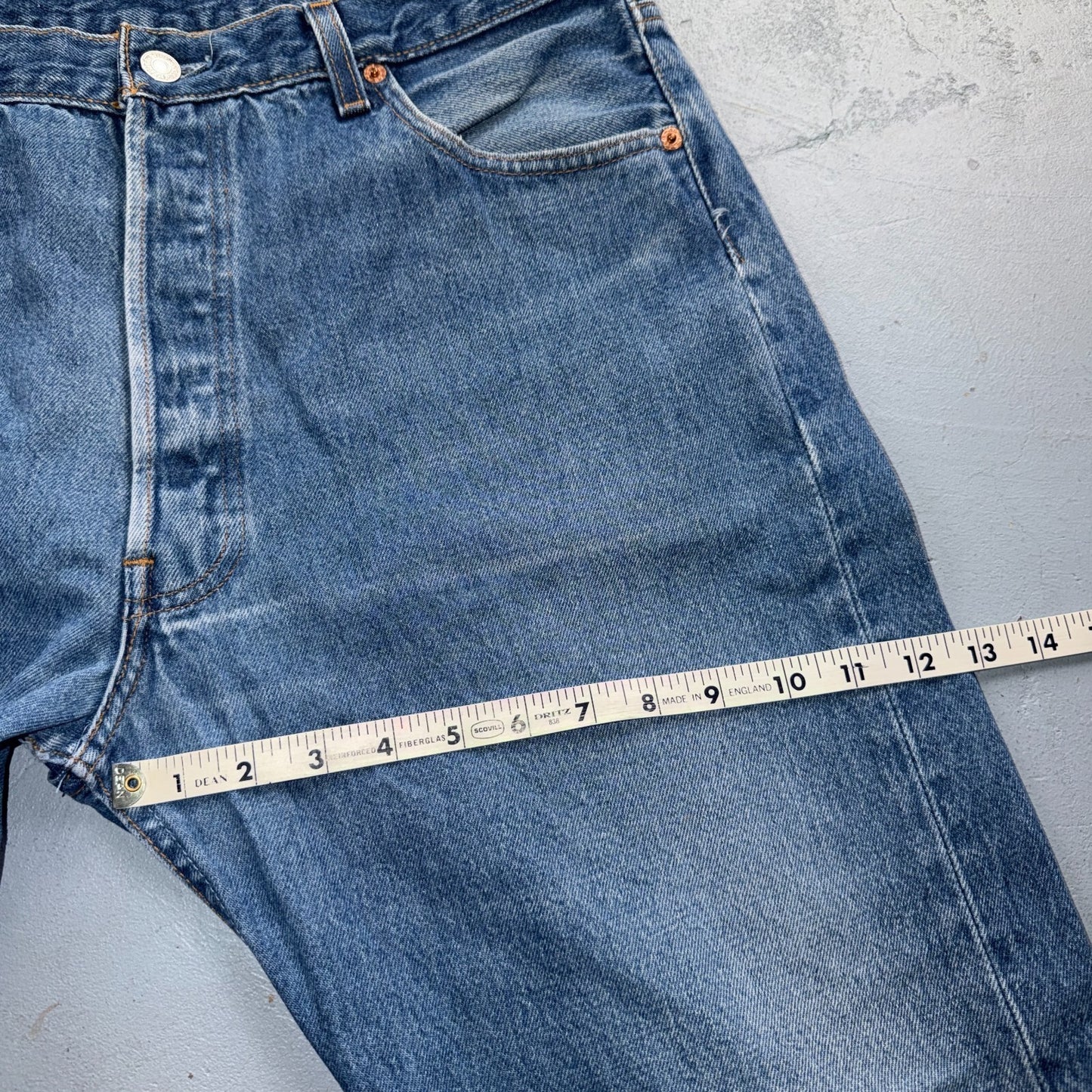 Levis 501 Vintage 90s USA XX Straight Leg Jeans Blue Light Wash 38x32 Act 35x28