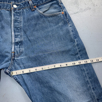 Levis 501 Vintage 90s USA XX Straight Leg Jeans Blue Light Wash 38x32 Act 35x28