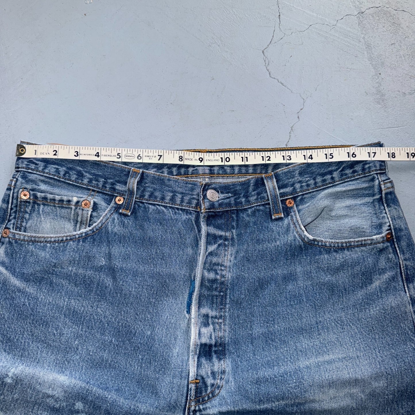 Levis 501 Vintage 90s USA XX Straight Leg Jeans Blue Light Wash 38x31 Act 35x28