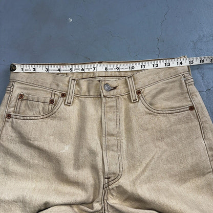 Levis 501 Vintage 90s USA XX Straight Leg Jeans Beige Light Wash 30x34 Act 29x29