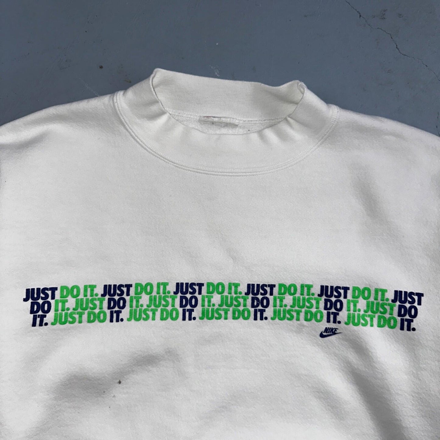 Nike VTG 90s Sweatshirt Crewneck Just Do It USA Logo 1990s White Jumper Gym