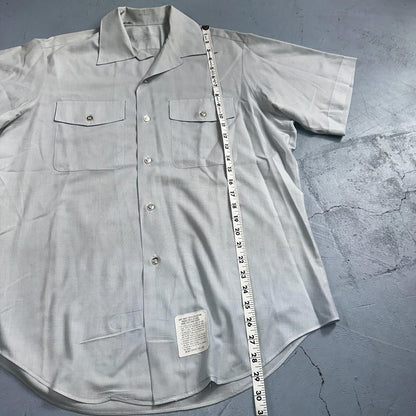 1973 US Army Vietnam War Men Blue Button Long Sleeve Shirt 16 DSA-100 1970s 70s