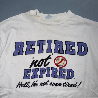 VTG Retired Not Expired Funny Retirement T Shirt 90s Hanes Beefy 1992 Joke
