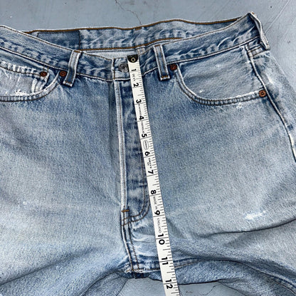Levis 501 Vintage 90s USA XX Straight Leg Jeans Blue Light Wash 34x34 Act 31x33