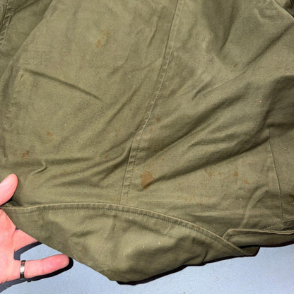 1950s Korean War US Military Wool Lined Overcoat Belted Trench Coat Small VTG