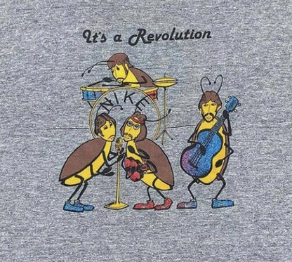 1980s Vintage Nike T Shirt USA Rare Beatles Revolution Sneaker AD Banned Grail