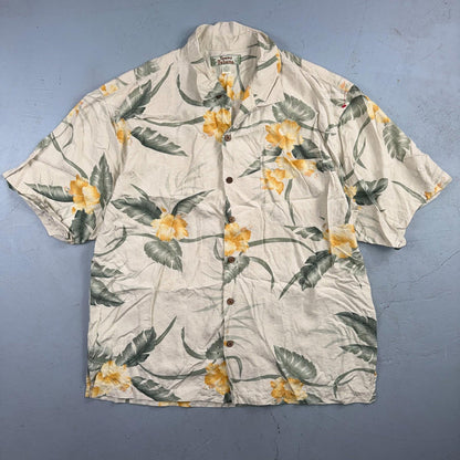 Tommy Bahama VTG Hawaiian Loop Collar Tropical Floral Silk Camp Shirt XL