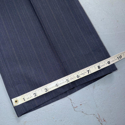 VTG Mens 2 PC Suit 42 Jacket Coat Pants Blue Striped USA Golden Lancer 80s Wool