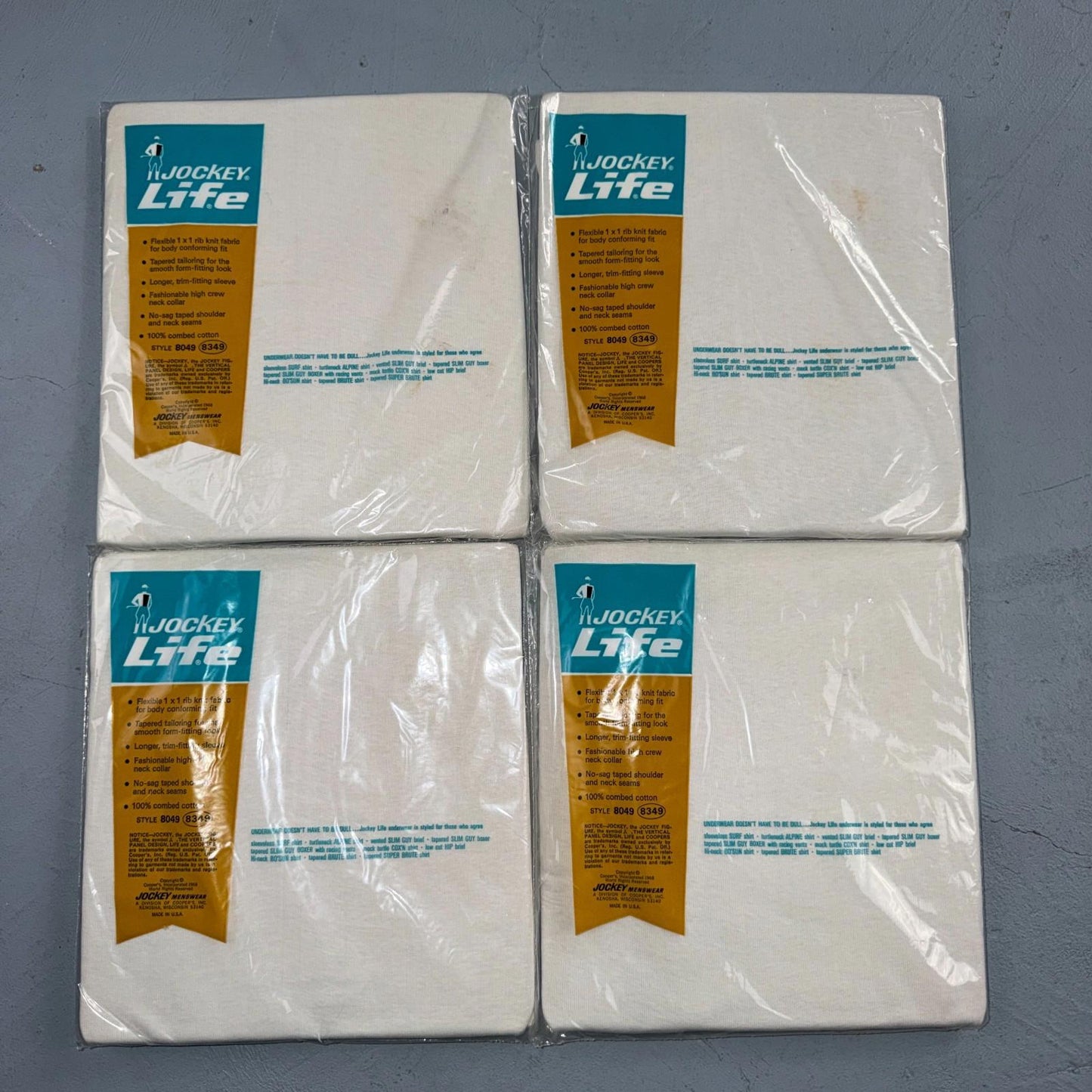 VTG 1960s JOCKEY LIFE White T Shirt Medium 4 Packs Deadstock Lot Slim Guy 60s