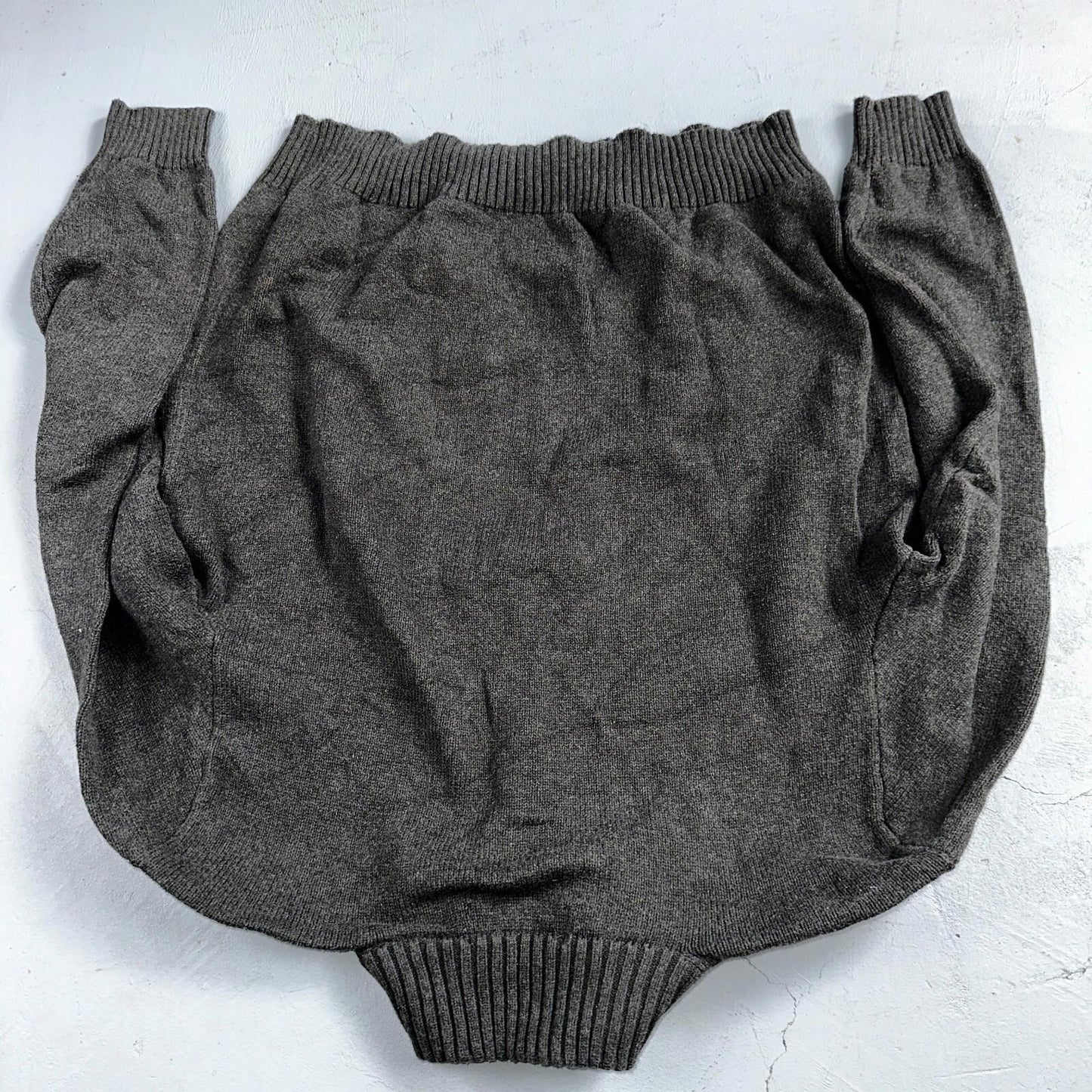 Polo Ralph Lauren Sweater VTG L Gray Cotton Long Sleeve Mock Neck Quarter Zip