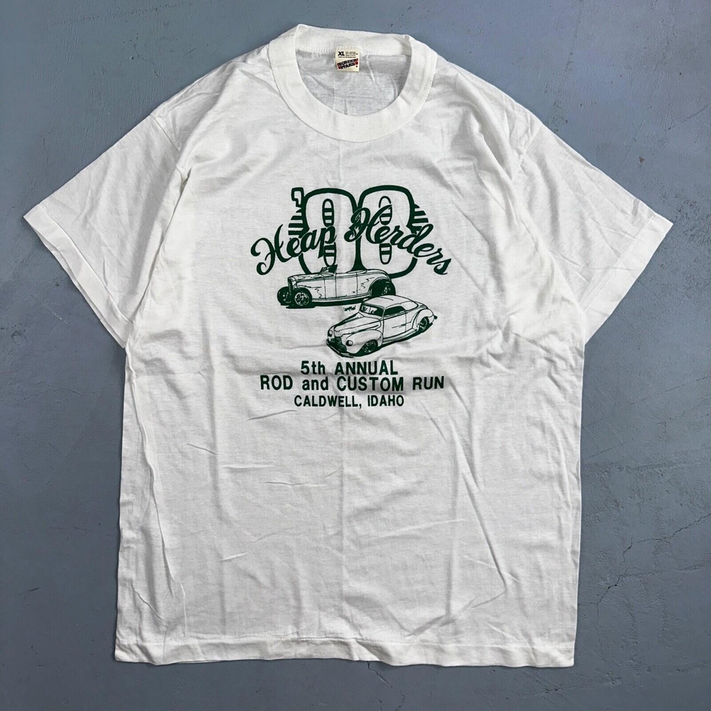 Caldwell Idaho Cars 1988 VTG T Shirt 80s Single Stitch Rap Promo Racing XL Art