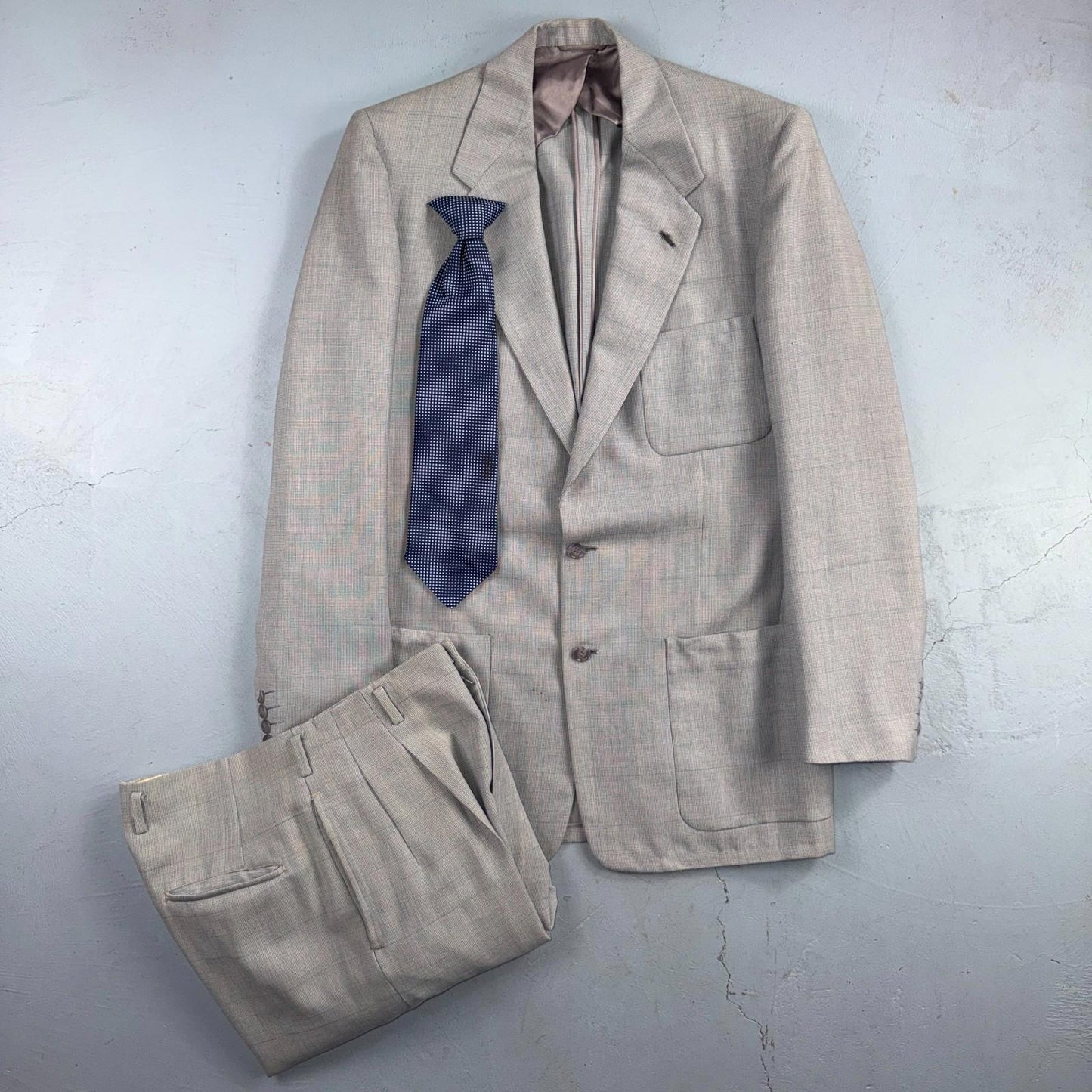 1960s 1970s VTG Mens 2 PC Suit 42 Jacket Coat Pants Gray Union Wool Rockabilly