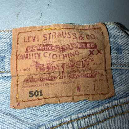 Levis 501 Vintage Y2K 90s XX Straight Leg Jeans Blue Light Wash 33x36 Act 31x32