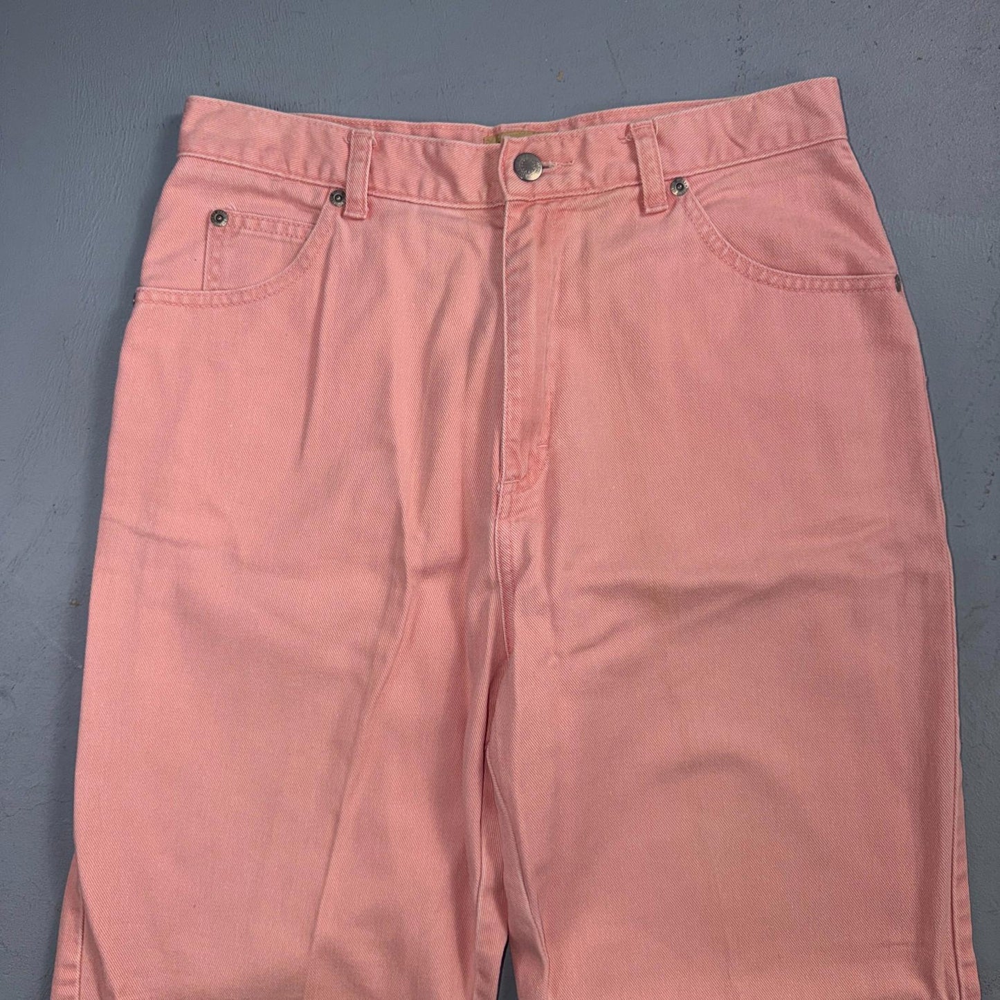 VTG Northwest Blue Size 12 Pink High Rise Tapered Jeans Mexico Made Peach Y2K