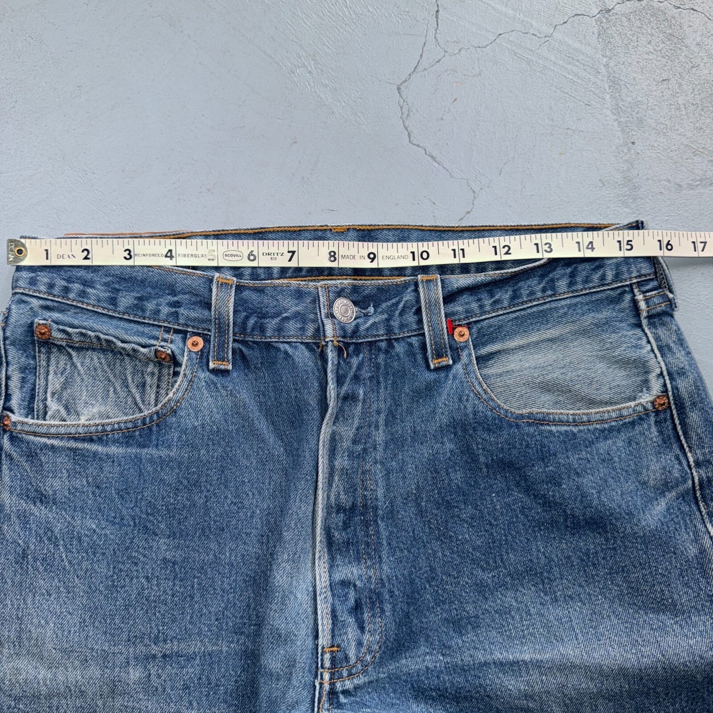 Levis 501 Vintage 90s USA XX Straight Leg Jeans Blue Light Wash 34x33 Act 31x28