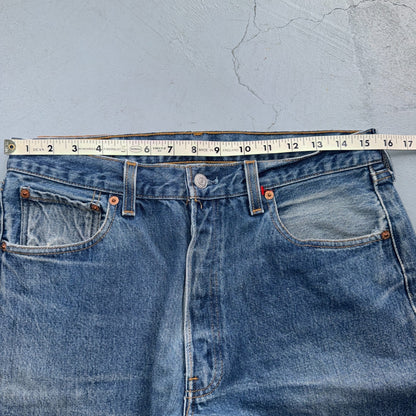 Levis 501 Vintage 90s USA XX Straight Leg Jeans Blue Light Wash 34x33 Act 31x28