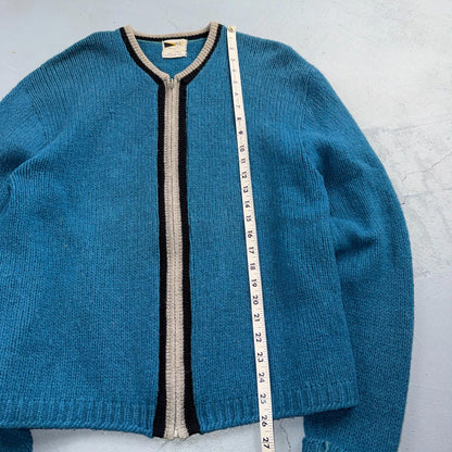 VTG Allen A 100% 2-Ply Shetland Wool Cardigan Sweater Rockabilly 60s 1960s Zip