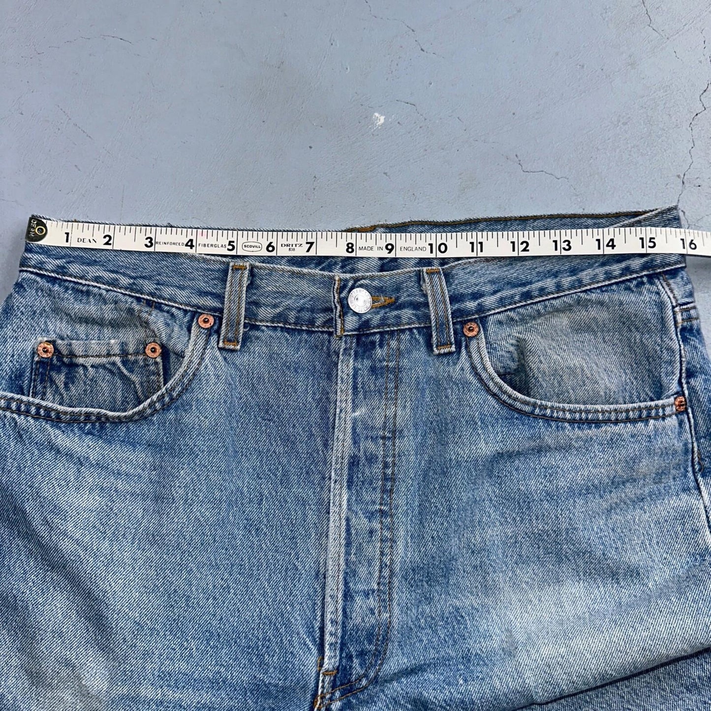 Levis 501 Vintage 90s USA XX Straight Leg Jeans Blue Light Wash 34x36 Act 32x35