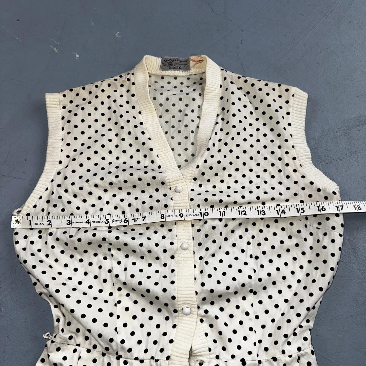 Vintage 1950s Koret of California Polka Dot Shirt Dress San Francisco Rockabilly