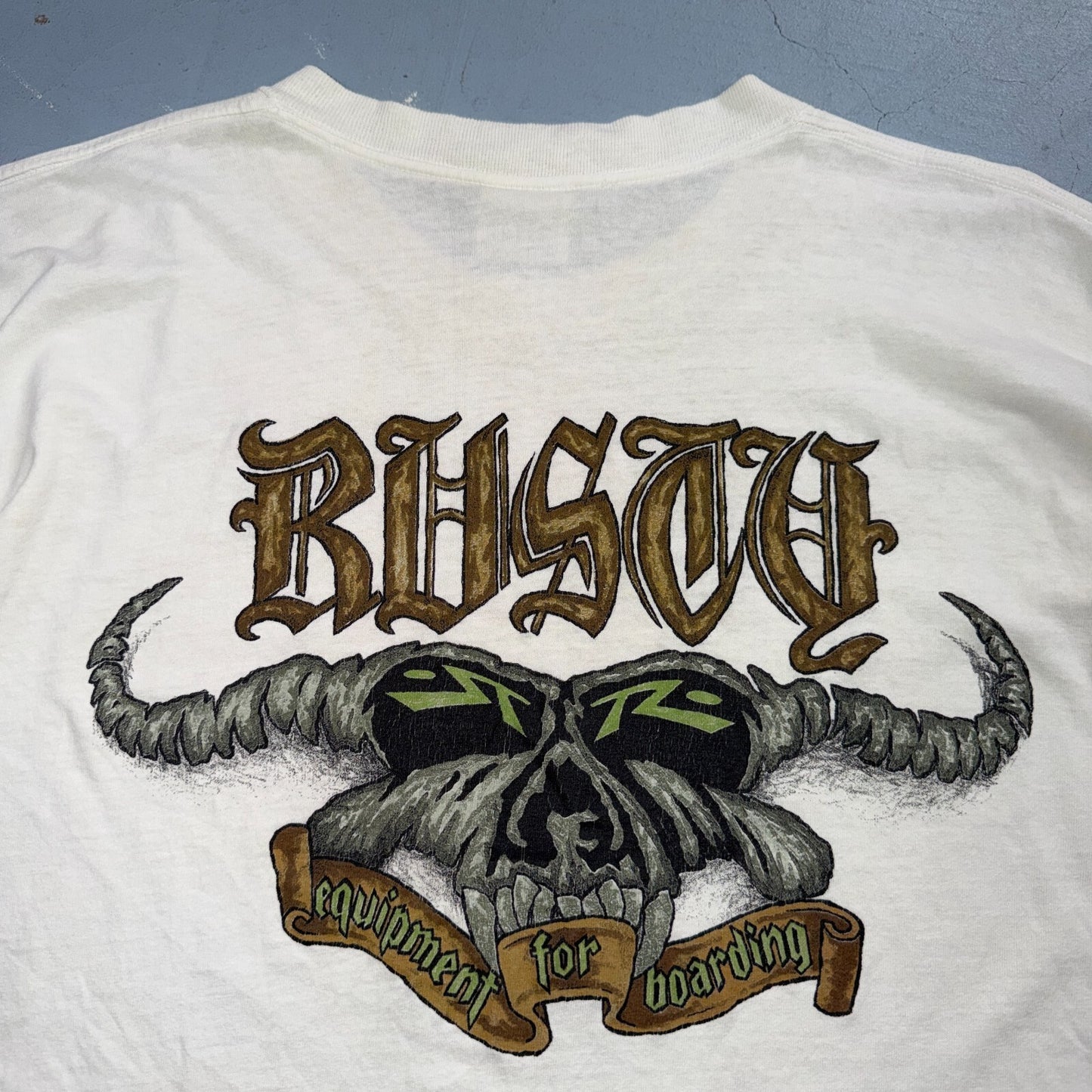 VTG 80s Rusty Surf Single Stitch Skate Skull TShirt XL Rare Promo Heavy Metal