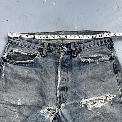 Levis 501 Vintage 80s Redline Selvedge USA XX Jeans Thrashed 33x33 Act 31x30