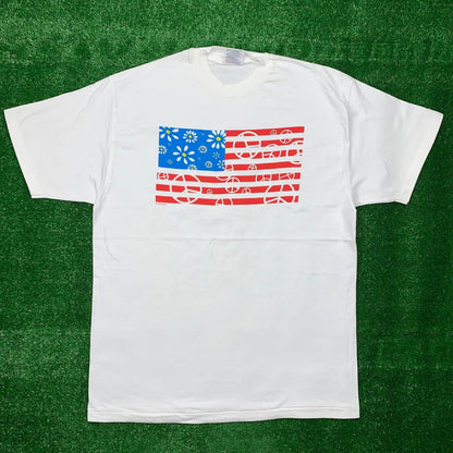 USA Hippie Flag Vintage T Shirt 90s One Love Music Rap Nirvana Peace Oregon