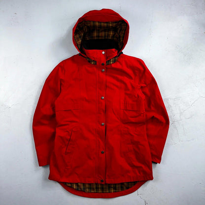 Pendleton Womens Medium Full Zip Hooded Plaid Lined Outdoor Jacket VTG Style Red