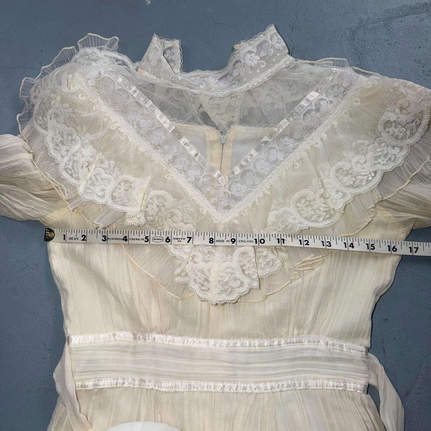 Gunne Sax ? Jessica San Francisco Wedding Dress VTG Lace 1970s Victorian Boho