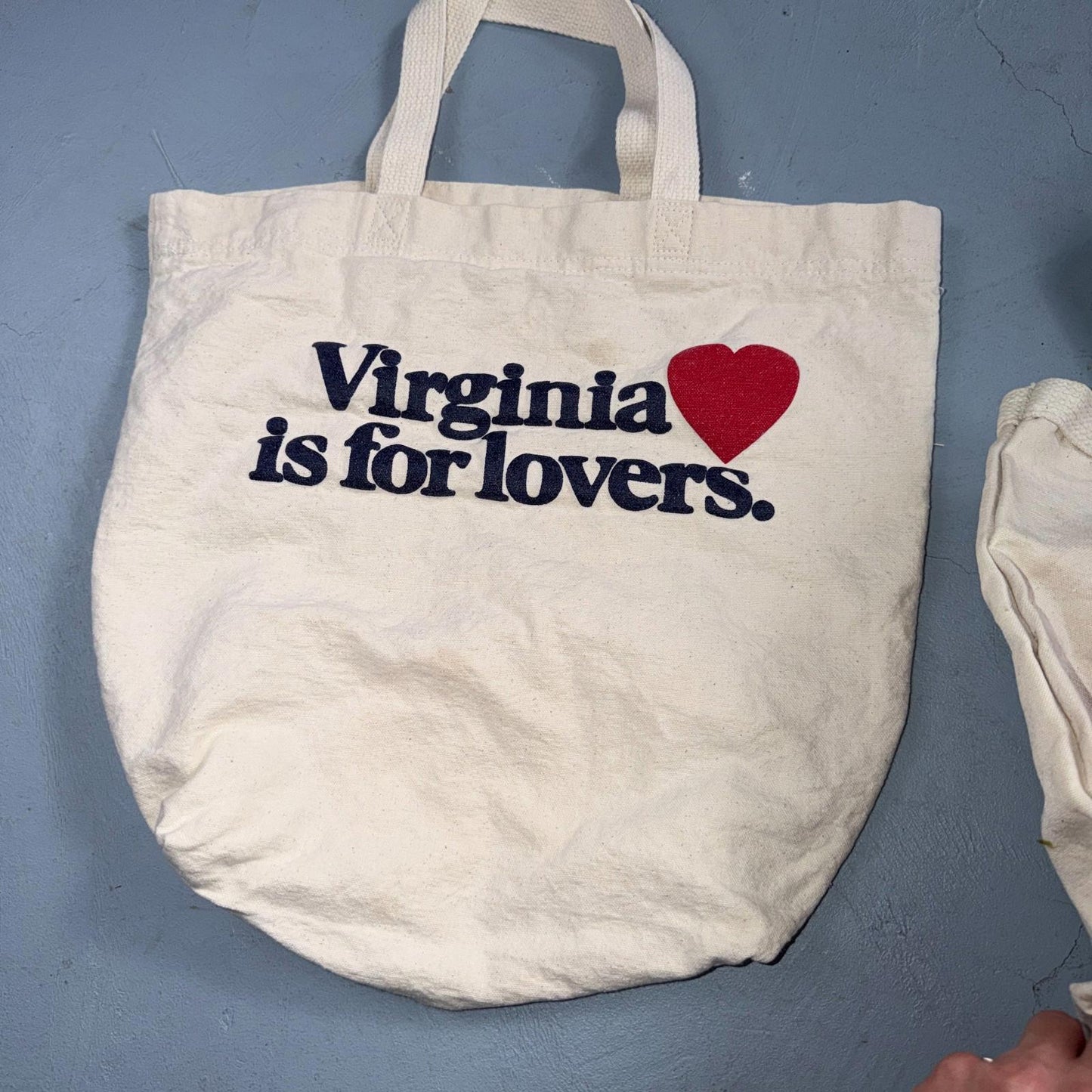 Vintage Boat & Tote Bag White Canvas Lot of 2 Virginia Is For Lovers Rose PDX