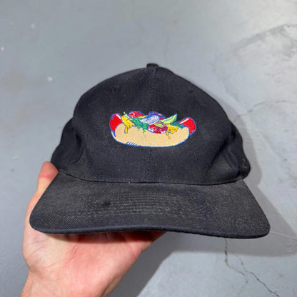 Vienna Beef 90s VTG Hat Baseball Cap Snapback Black Hot Dog Chicago Portillos