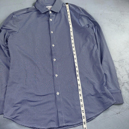 Mizzen Main Spinnaker Collection Shirt Mens L Trim Fit Navy Gingham Performance