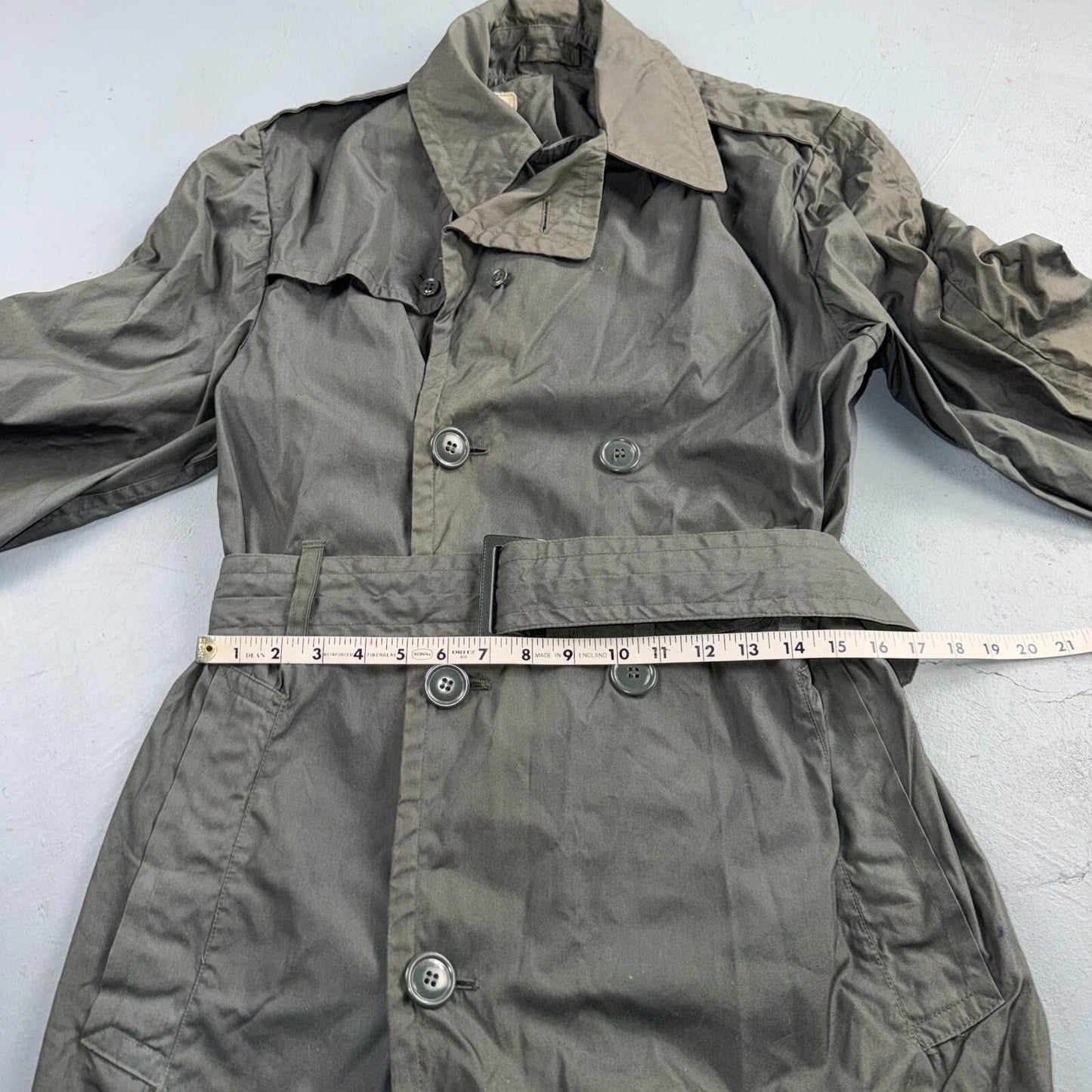 VTG 60s OD Green Army Military Rain Overcoat Mens S Jacket Trench Coat DSA 1967