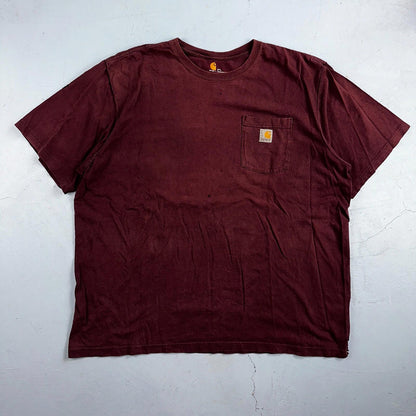 Carhartt K87 PRT Fit Pocket T-Shirt Mens 2XL Maroon Purple Thrashed Holes Worn